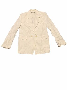 Another Tomorrow Women's Cream Double-Breasted Tailored Blazer, pre-owned